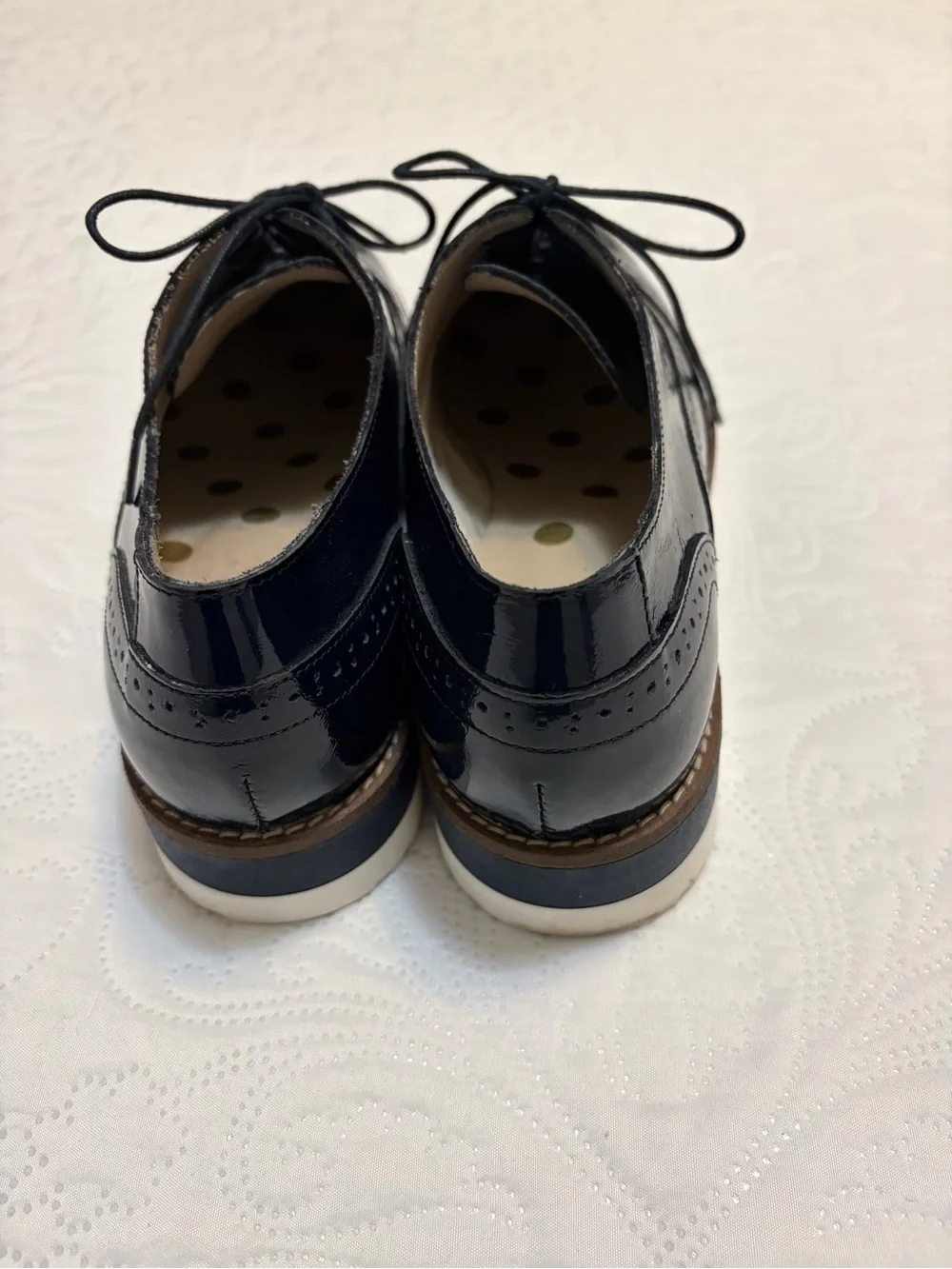 Boden Nina Patent Platform Brogues - Navy